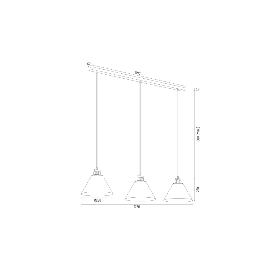 Argon 6173 - Lampadario a sospensione con filo ORTE 3xE27/15W/230V bianco