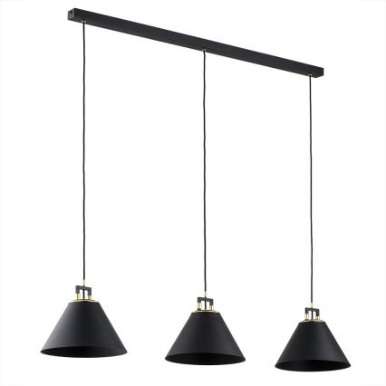 Argon 6174 - Lampadario a sospensione con filo ORTE 3xE27/15W/230V nero