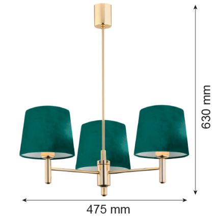 Argon 6192 - Lampadario su palo PONTE 3xE27/15W/230V verde/ottone