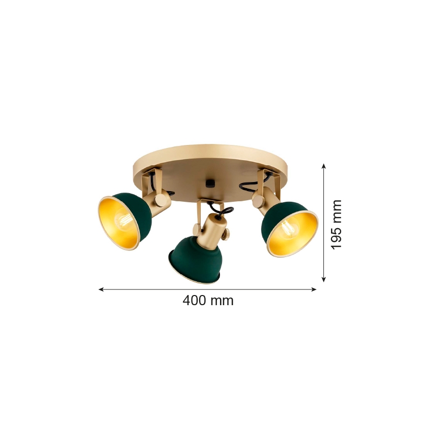 Argon 6242 - Faretto LENORA 3xE14/7W/230V oro/verde