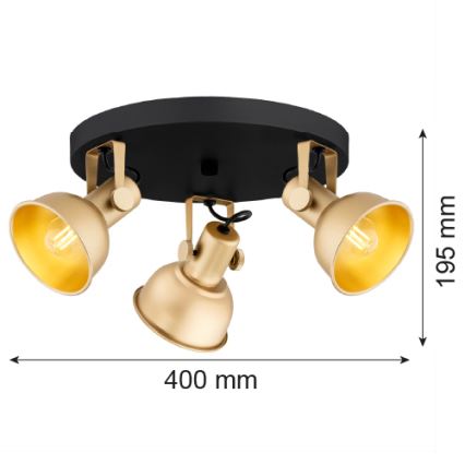 Argon 6243 - Faretto LENORA 3xE14/7W/230V oro/nero