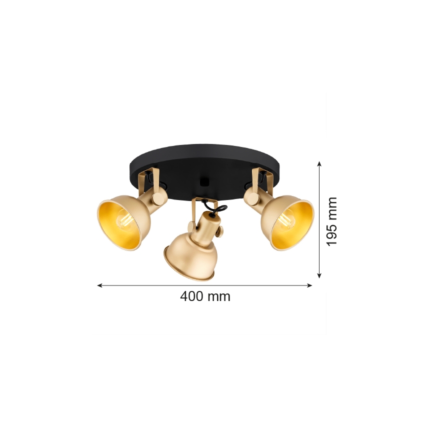 Argon 6243 - Faretto LENORA 3xE14/7W/230V oro/nero