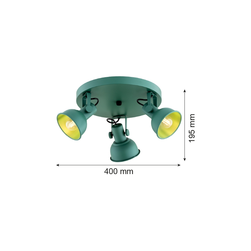 Argon 6265 - Faretto LENORA 3xE14/7W/230V verde