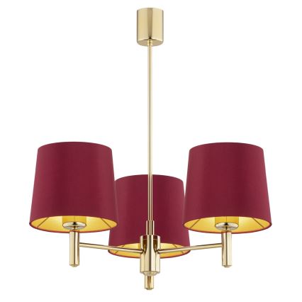 Argon 6266 - Lampadario a sospensione con supporto rigido PONTE PLUS 3xE27/15W/230V rosso