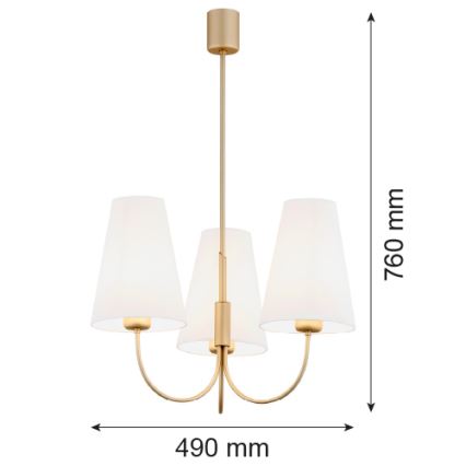 Argon 6267 - Lampadario a sospensione con supporto rigido SAFIANO 3xE27/15W/230V oro