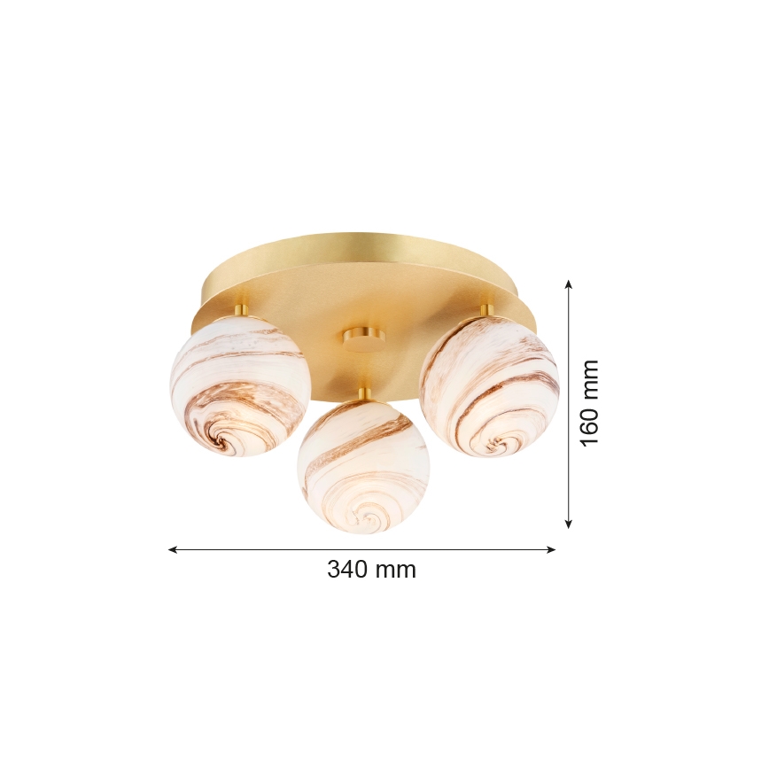 Argon 6290 - Plafoniera FABIO 3xE14/7W/230V alabastro oro