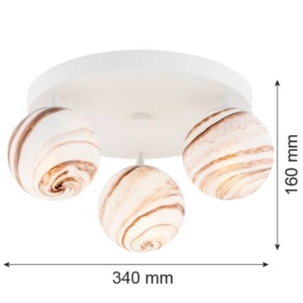 Argon 6291 - Plafoniera FABIO 3xE14/7W/230V alabastro bianco