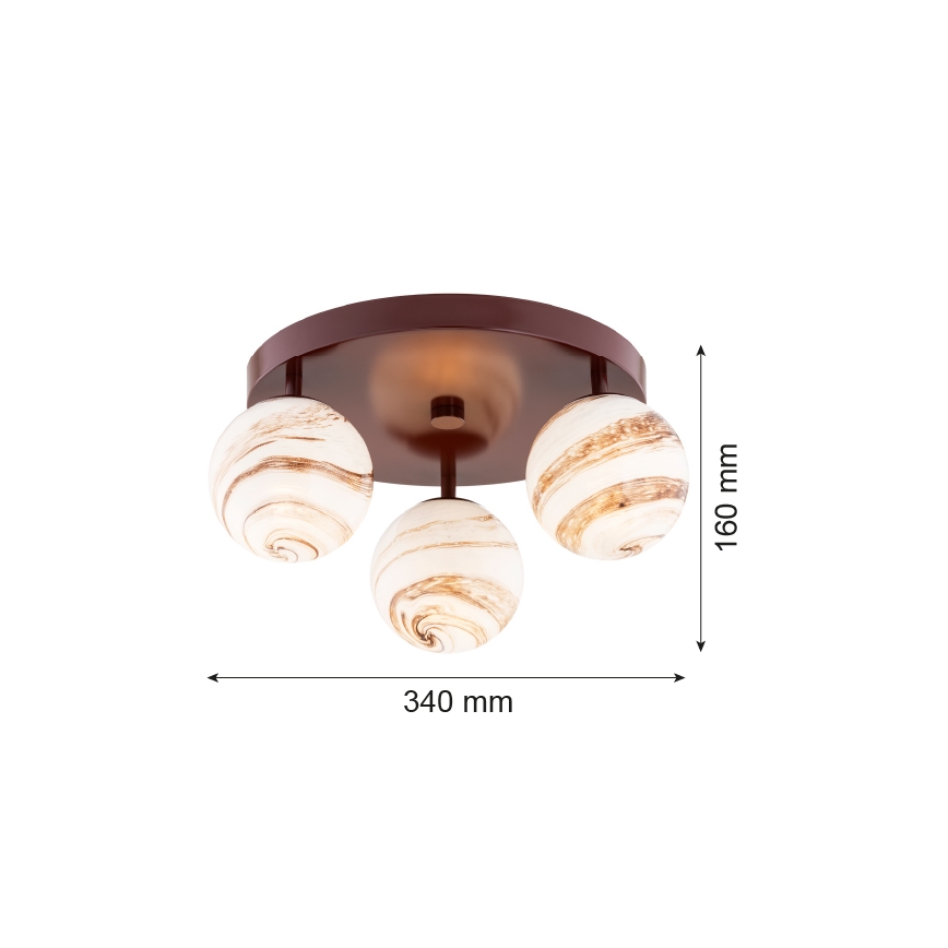 Argon 6292 - Plafoniera FABIO 3xE14/7W/230V alabastro marrone