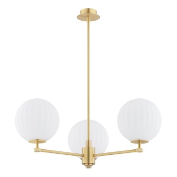 Argon 6307 - Lampadario a sospensione con supporto rigido PALOMA 3xE14/7W/230V oro/bianco