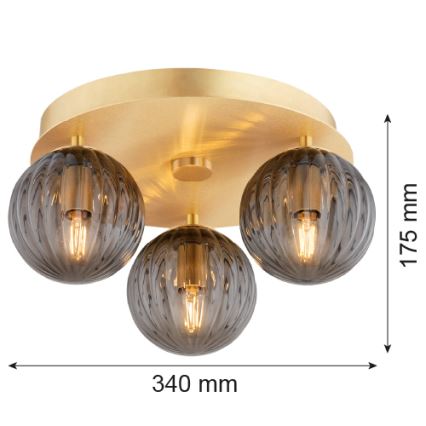 Argon 6308 - Plafoniera PALOMA 3xE14/7W/230V oro/nero
