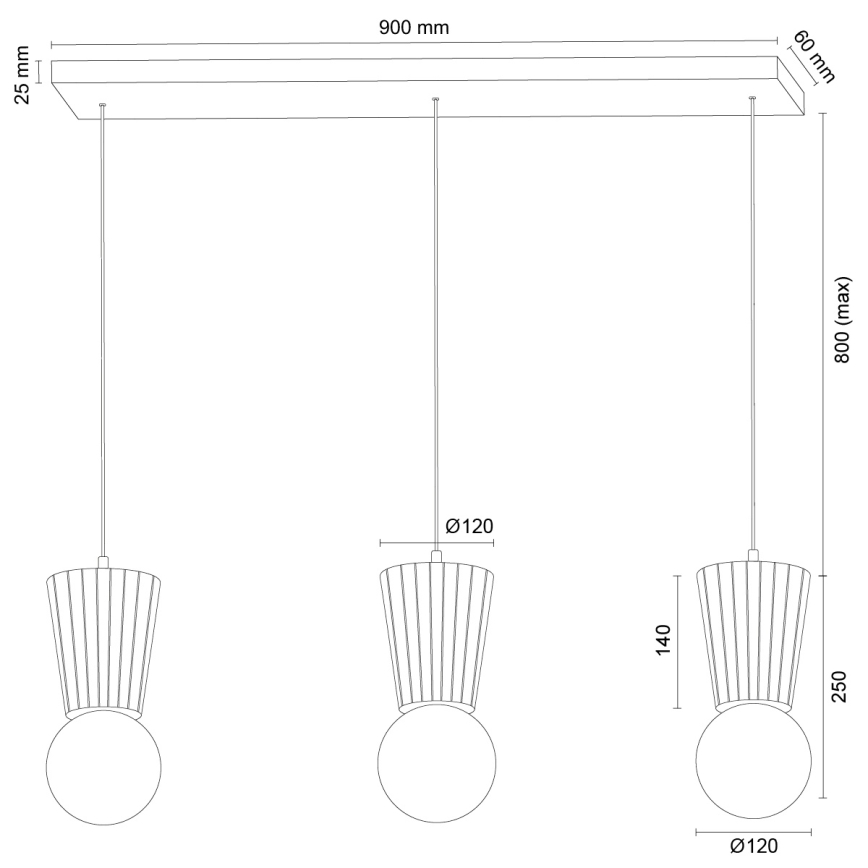 Argon 6357 - Lampada da bagno a sospensione con cavo VOLANTE 3xG9/6W/230V IP44 beige