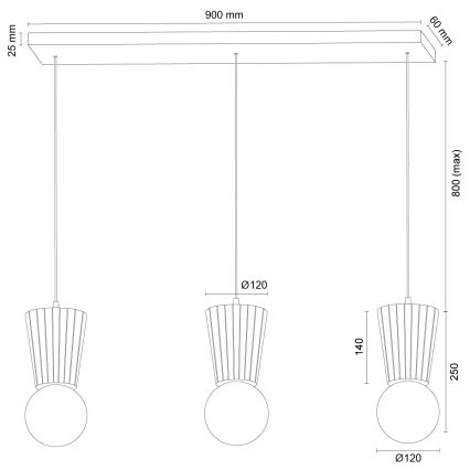 Argon 6358 - Lampadario da bagno a sospensione con cavo VOLANTE 3xG9/6W/230V IP44 marrone