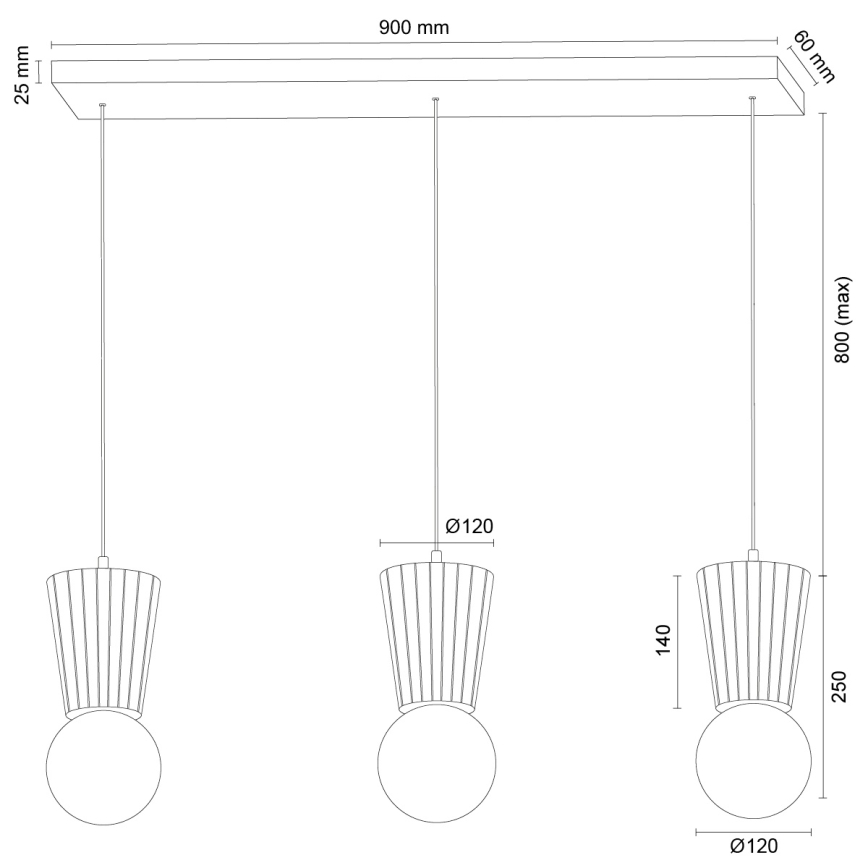 Argon 6358 - Lampadario da bagno a sospensione con cavo VOLANTE 3xG9/6W/230V IP44 marrone