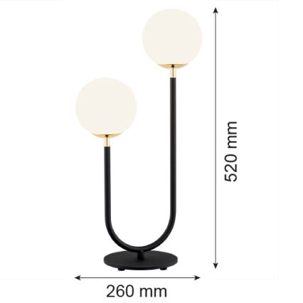 Argon 7072 - Lampada da tavolo FERRONE 2xE14/7W/230V nero/bianco/oro