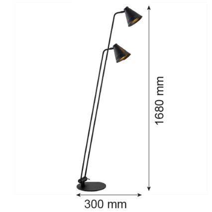 Argon 7077 - Lampada da terra AVALONE 2xE27/15W/230V nero