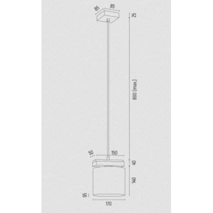 Argon 8276 - Lampadario a sospensione con filo CANOA 1xE27/15W/230V nero