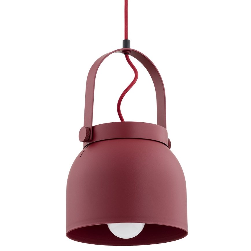 Argon 8282 - Lampadario a sospensione con filo LOGAN 1xE27/15W/230V diametro 20 cm rosso