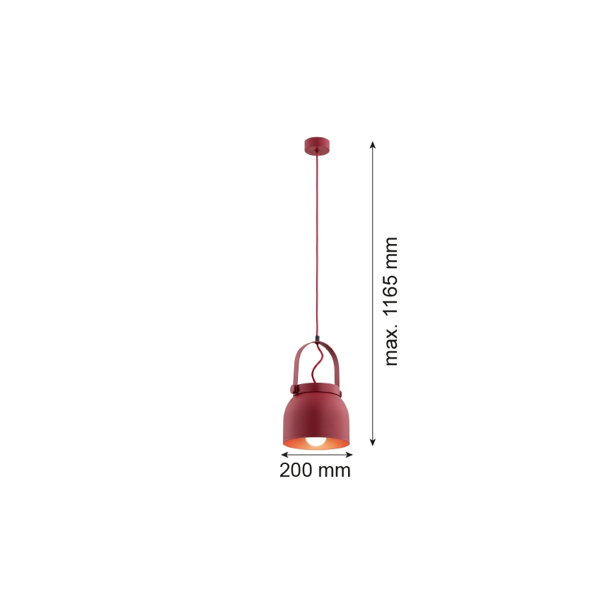 Argon 8282 - Lampadario a sospensione con filo LOGAN 1xE27/15W/230V diametro 20 cm rosso