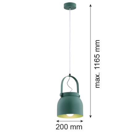 Argon 8283 - Lampadario a sospensione con filo LOGAN 1xE27/15W/230V diametro 20 cm verde