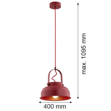 Argon 8286 - Lampadario a sospensione con filo DAKOTA 1xE27/15W/230V rosso