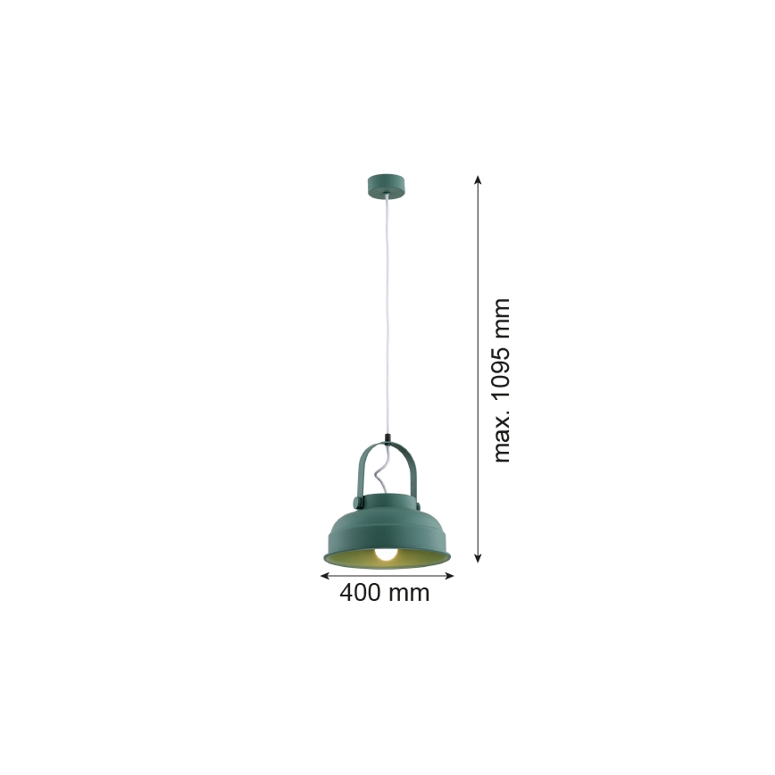 Argon 8287 - Lampadario a sospensione con filo DAKOTA 1xE27/15W/230V verde