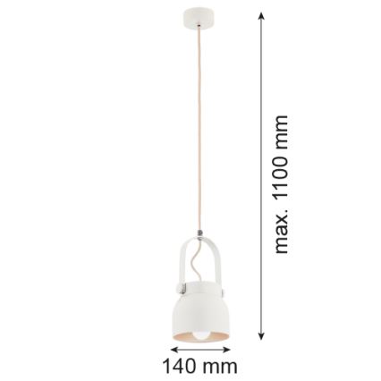 Argon 8290 - Lampadario a sospensione con filo LOGAN 1xE27/15W/230V diametro 14 cm bianco