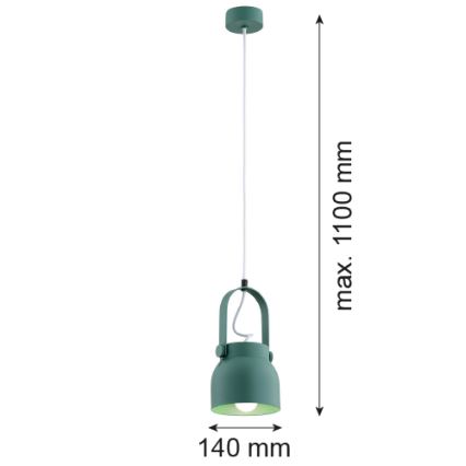 Argon 8293 - Lampadario a sospensione con filo LOGAN 1xE27/15W/230V diametro 14 cm verde