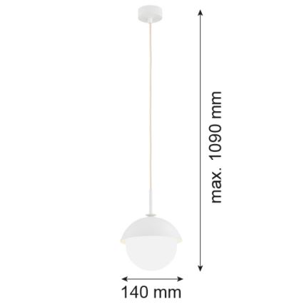 Argon 8294 - Lampadario a sospensione con filo CAPPELLO 1xE27/15W/230V bianco