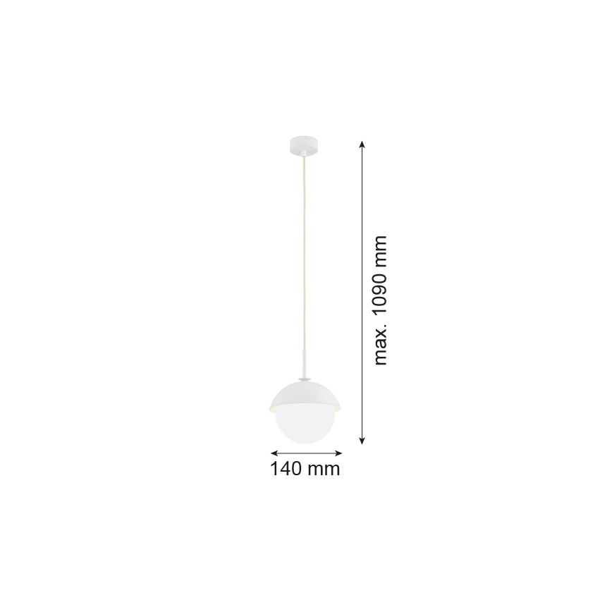 Argon 8294 - Lampadario a sospensione con filo CAPPELLO 1xE27/15W/230V bianco