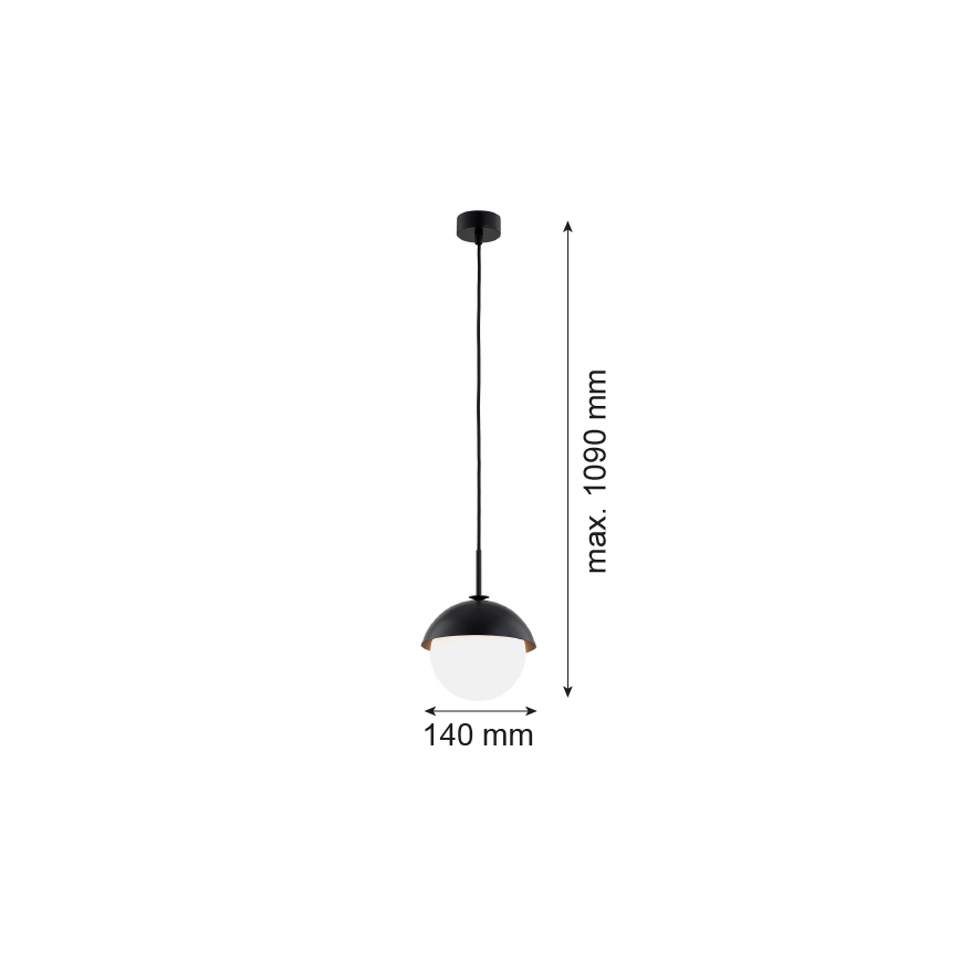Argon 8295 - Lampadario a sospensione con filo CAPPELLO 1xE27/15W/230V nero