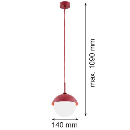 Argon 8296 - Lampadario a sospensione con filo CAPPELLO 1xE27/15W/230V rosso