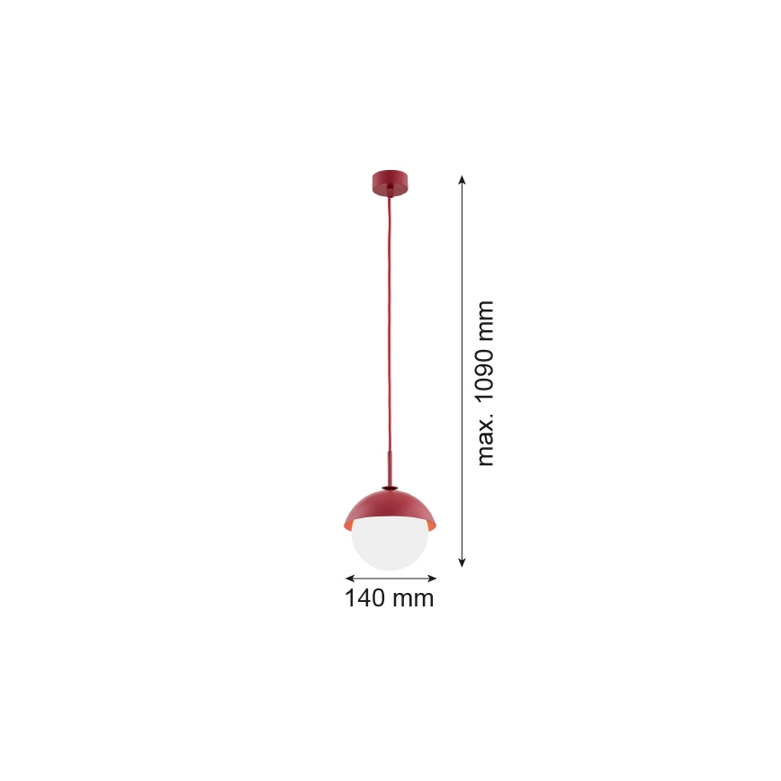 Argon 8296 - Lampadario a sospensione con filo CAPPELLO 1xE27/15W/230V rosso