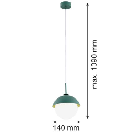 Argon 8297 - Lampadario a sospensione con filo CAPPELLO 1xE27/15W/230V verde