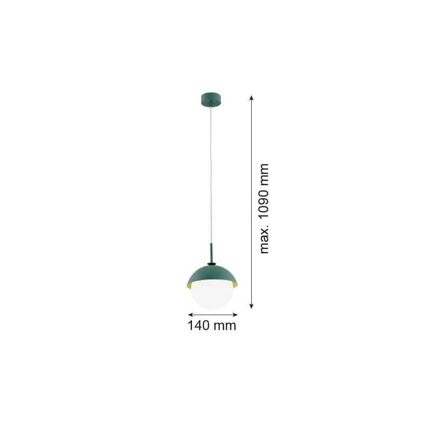 Argon 8297 - Lampadario a sospensione con filo CAPPELLO 1xE27/15W/230V verde