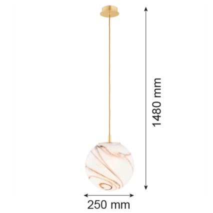 Argon 8447 - Lampadario a sospensione con filo ALMIROS 1xE27/15W/230V diametro 25 cm alabastro oro