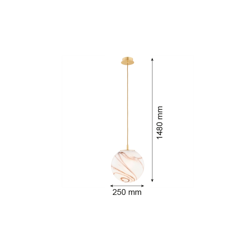 Argon 8447 - Lampadario a sospensione con filo ALMIROS 1xE27/15W/230V diametro 25 cm alabastro oro