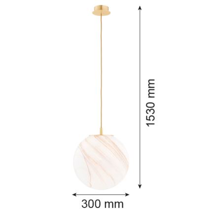Argon 8448 - Lampadario a sospensione con filo ALMIROS 1xE27/15W/230V diametro 30 cm alabastro oro