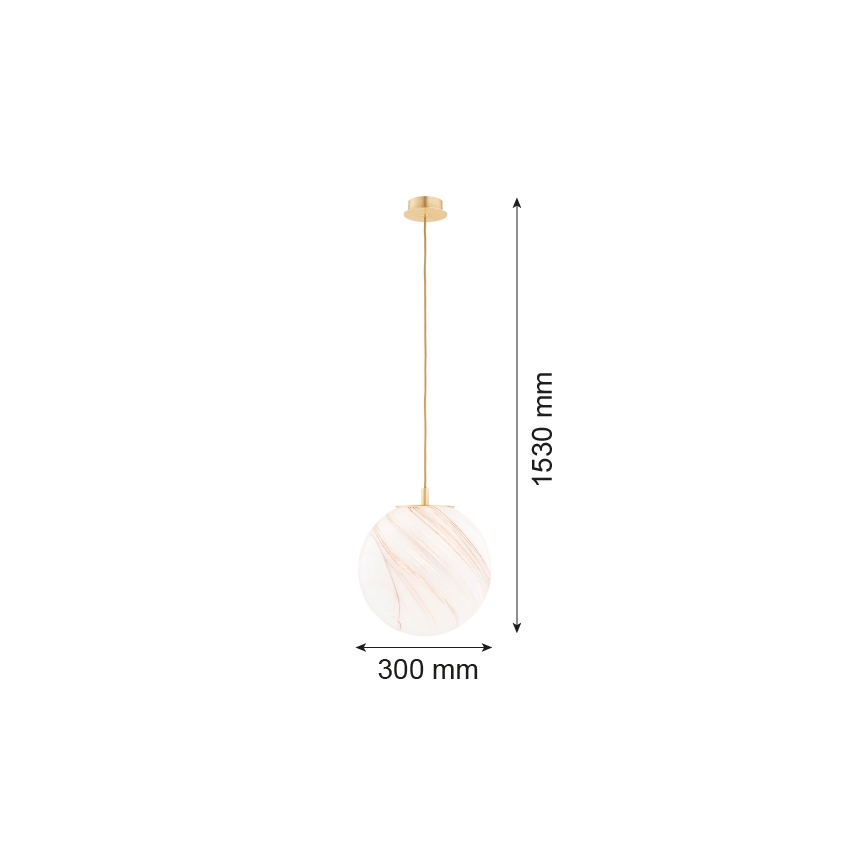 Argon 8448 - Lampadario a sospensione con filo ALMIROS 1xE27/15W/230V diametro 30 cm alabastro oro