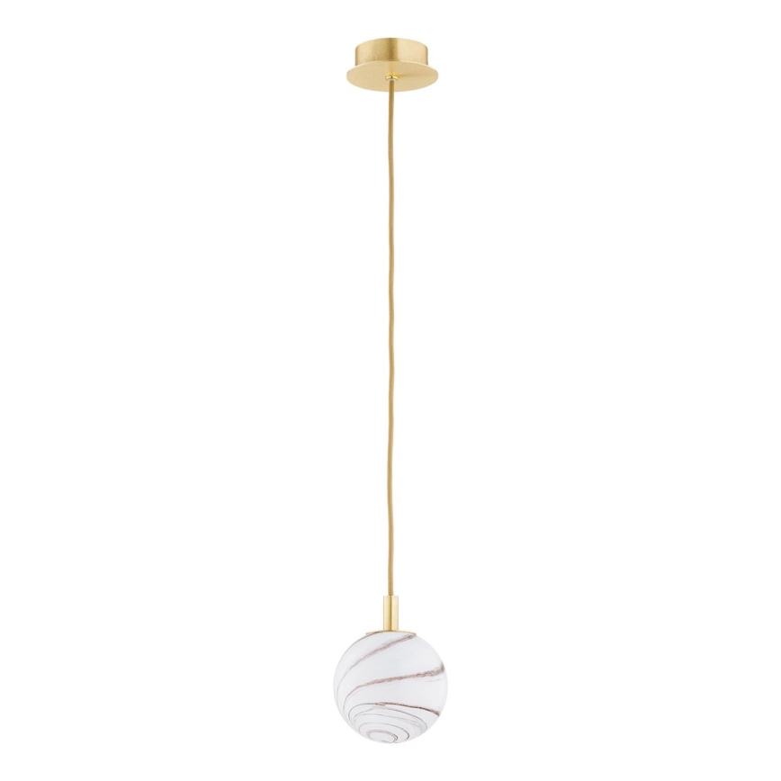 Argon 8450 - Lampadario a sospensione con filo ALMIROS 1xE14/7W/230V diametro 12 cm alabastro oro