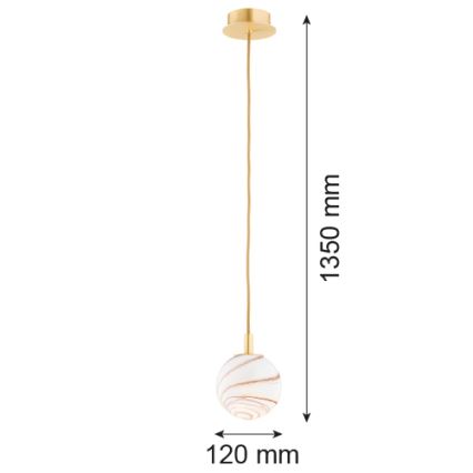 Argon 8450 - Lampadario a sospensione con filo ALMIROS 1xE14/7W/230V diametro 12 cm alabastro oro