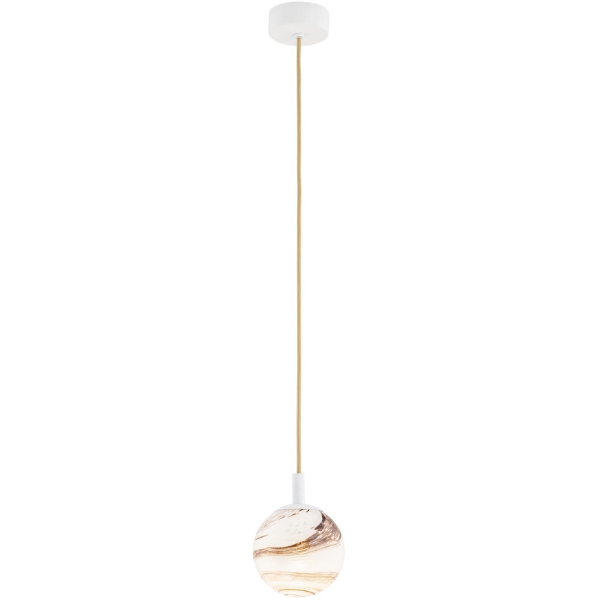Argon 8451 - Lampadario a sospensione con filo ALMIROS 1xE14/7W/230V diametro 12 cm alabastro bianco/oro