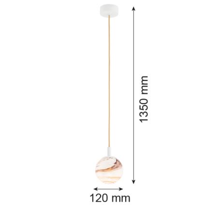 Argon 8451 - Lampadario a sospensione con filo ALMIROS 1xE14/7W/230V diametro 12 cm alabastro bianco/oro