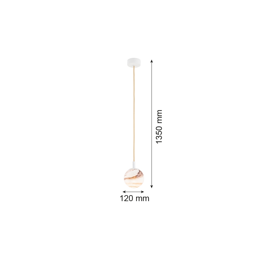 Argon 8451 - Lampadario a sospensione con filo ALMIROS 1xE14/7W/230V diametro 12 cm alabastro bianco/oro