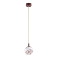 Argon 8452 - Lampadario a sospensione con filo ALMIROS 1xE14/7W/230V diametro 12 cm alabastro marrone/oro