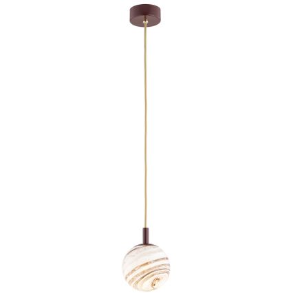 Argon 8452 - Lampadario a sospensione con filo ALMIROS 1xE14/7W/230V diametro 12 cm alabastro marrone/oro