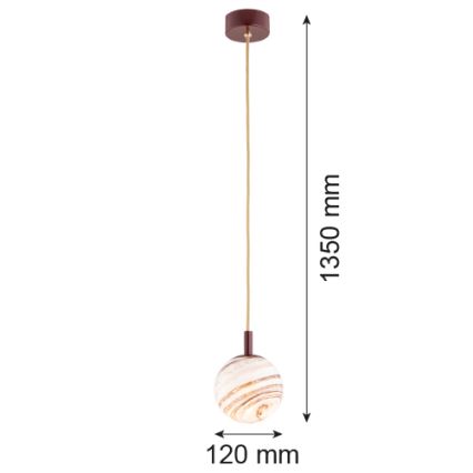 Argon 8452 - Lampadario a sospensione con filo ALMIROS 1xE14/7W/230V diametro 12 cm alabastro marrone/oro