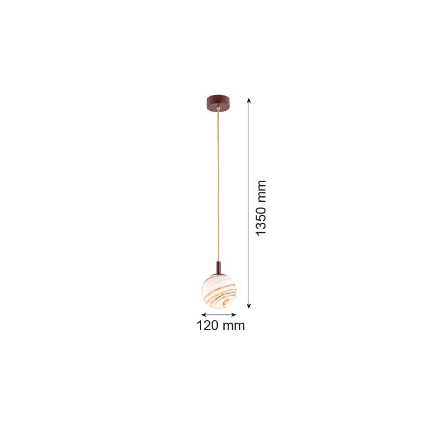 Argon 8452 - Lampadario a sospensione con filo ALMIROS 1xE14/7W/230V diametro 12 cm alabastro marrone/oro