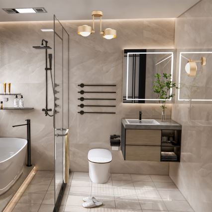 Argon 8568 - Lampadario da bagno a sospensione con supporto rigido MASSIMO PLUS 1xG9/6W/230V IP44 oro