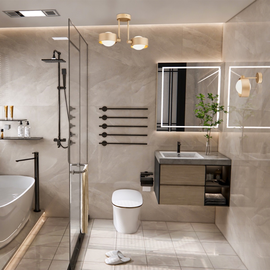 Argon 8568 - Lampadario da bagno a sospensione con supporto rigido MASSIMO PLUS 1xG9/6W/230V IP44 oro
