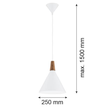 Argon 8630 - Lampadario a sospensione con filo KEGEL 1xE27/15W/230V bianco